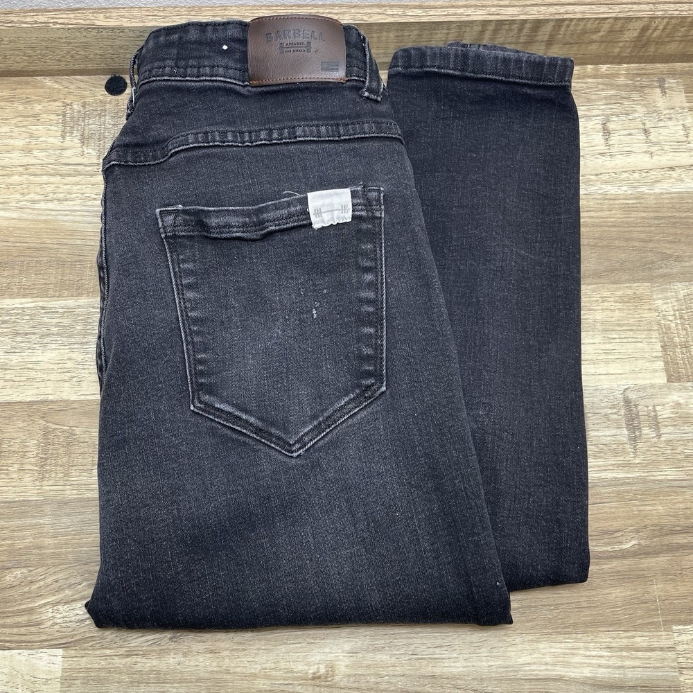 Barbell Apparel‎ Slim Athletic Fit Denim Jeans Mens 30 Black Stretch Skinny 33"